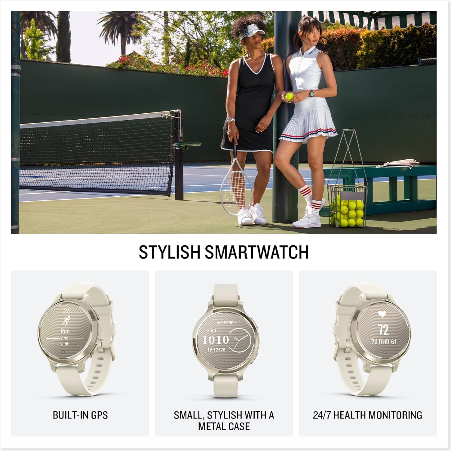Garmin Lily 2 Smartwatch – Cream Gold / Coconut Band – Pristine Refurbished
