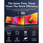 14 inch Trifold Portable Monitor 1080P IPS FHD Laptop Screen Extender For Laptop - Space Grey Trion