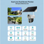 8MP 4K Wireless Solar Camera - 4G SIM & WiFi Outdoor Dual Lens IP Security Camera - PIR Motion Detection - V380 Pro