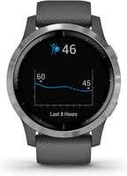 Garmin Vivoactive 4 GPS Fitness Smartwatch, Silver with Grey Band Garmin