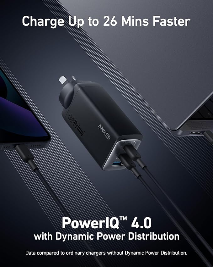 Anker 737 GaNPrime 120W 3-Port USB-C + USB-A Wall Charger (Compact High-Power) – Black (Copy) ANKER