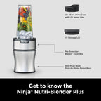 Powerful Ninja Nutri-Blender Plus 900W Personal Blender for Smoothies, Shakes & Ice Crushing Black - (AU Version)