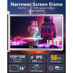 14 inch Trifold Portable Monitor 1080P IPS FHD Laptop Screen Extender For Laptop - Space Grey Trion