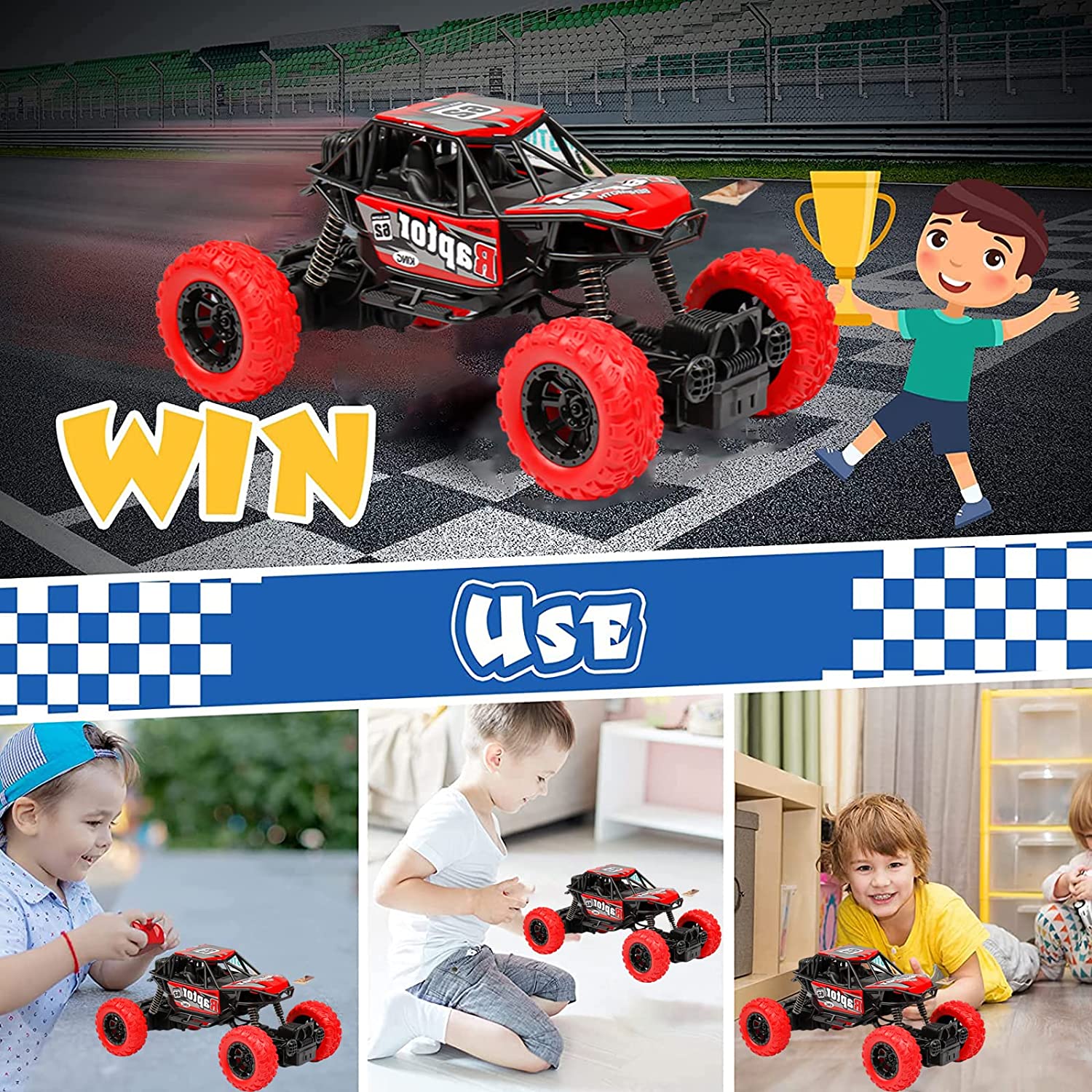 Remote Control Raptor Monster Truck 1:18 Scale Motion Climbing Cross Country RC Toy Car Trion