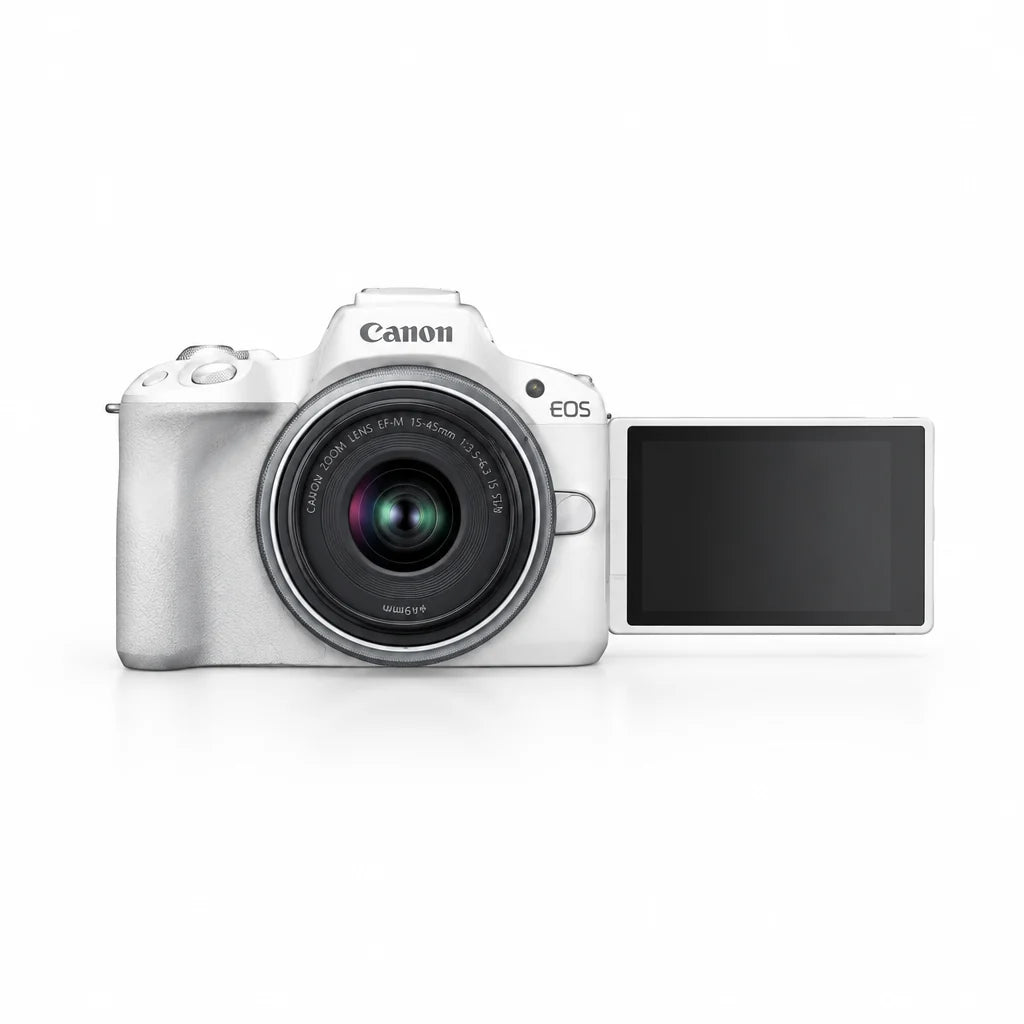 Canon EOS R50 Mirrorless Camera Kit (Black) with RF-S 18-45mm & RF-S 55-210mm Lens Bundle - Silver