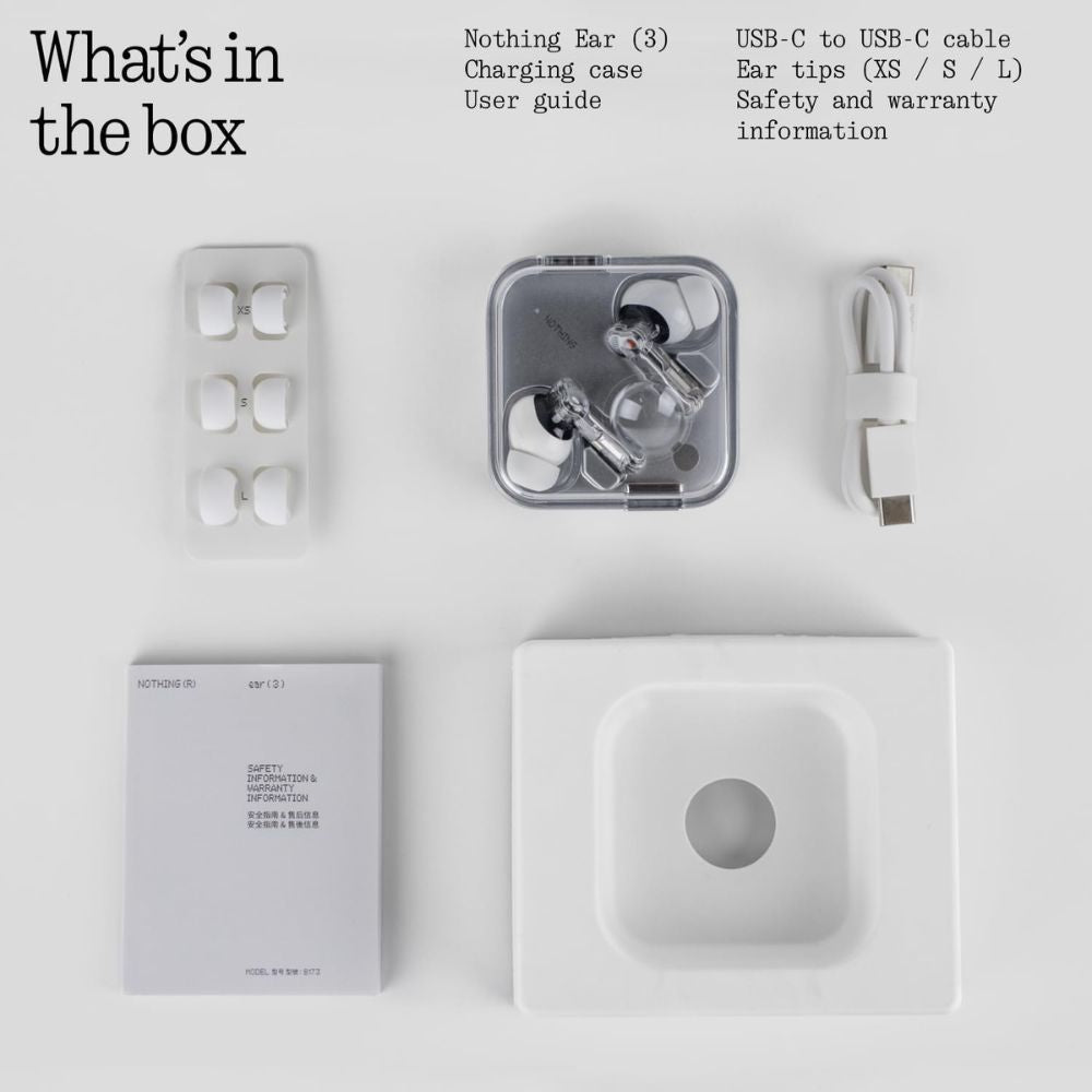 Nothing Ear (3) B171 Wireless Earbuds - Black, White - Pristine - Refurbished (Copy) Nothing