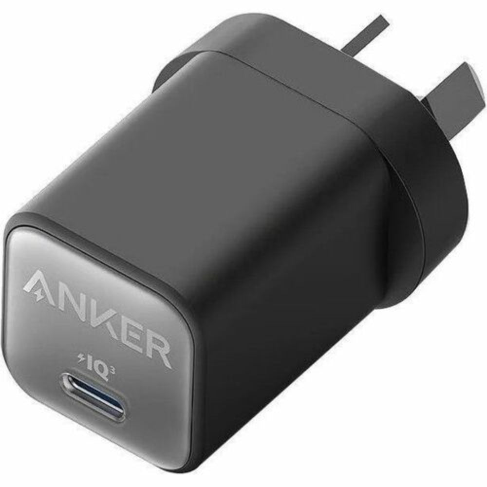 Anker Nano 3 charger black on white surface