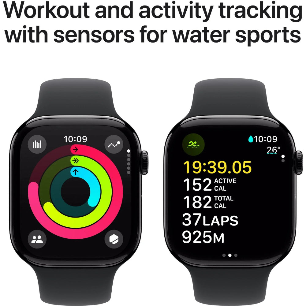 Side view of Apple Watch Series 10, display and digital crown visible