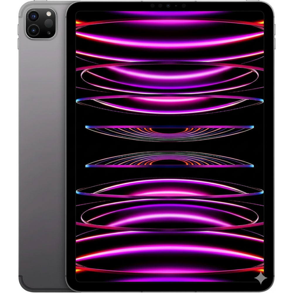 Refurbished unlocked Space Gray iPad Pro 9.7″ 32 GB – front view, screen off