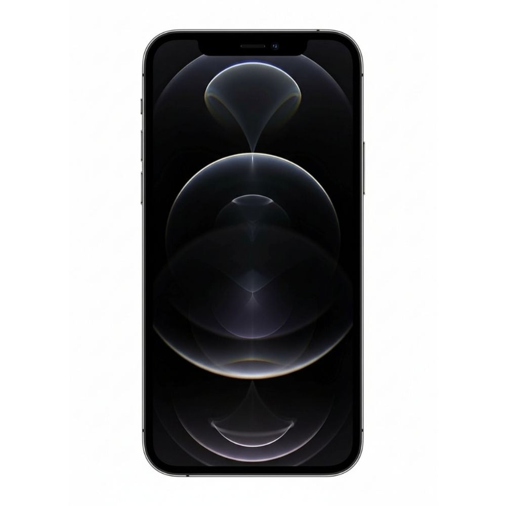 Refurbished iPhone 12 Pro Max 512 GB Graphite – flat‑lay on neutral background, display off