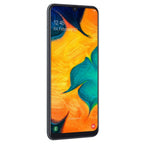 Galaxy A30 black phone, front and rear view