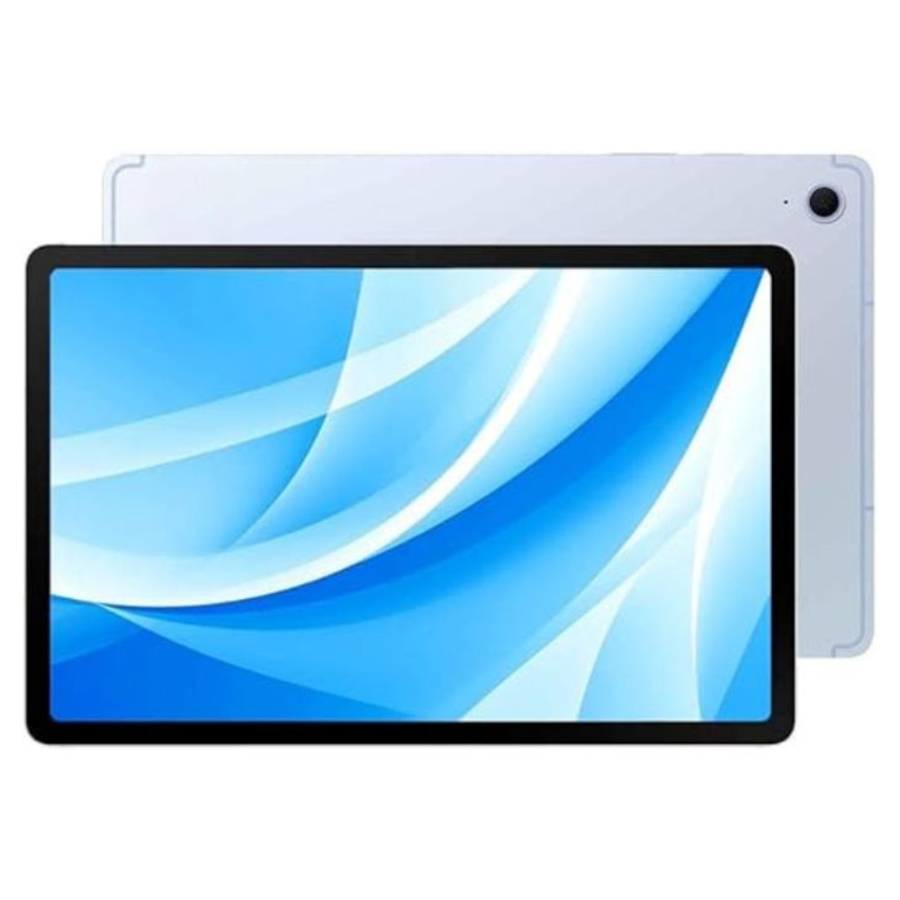 Blue Samsung Galaxy Tab S10 FE tablet on clean white background