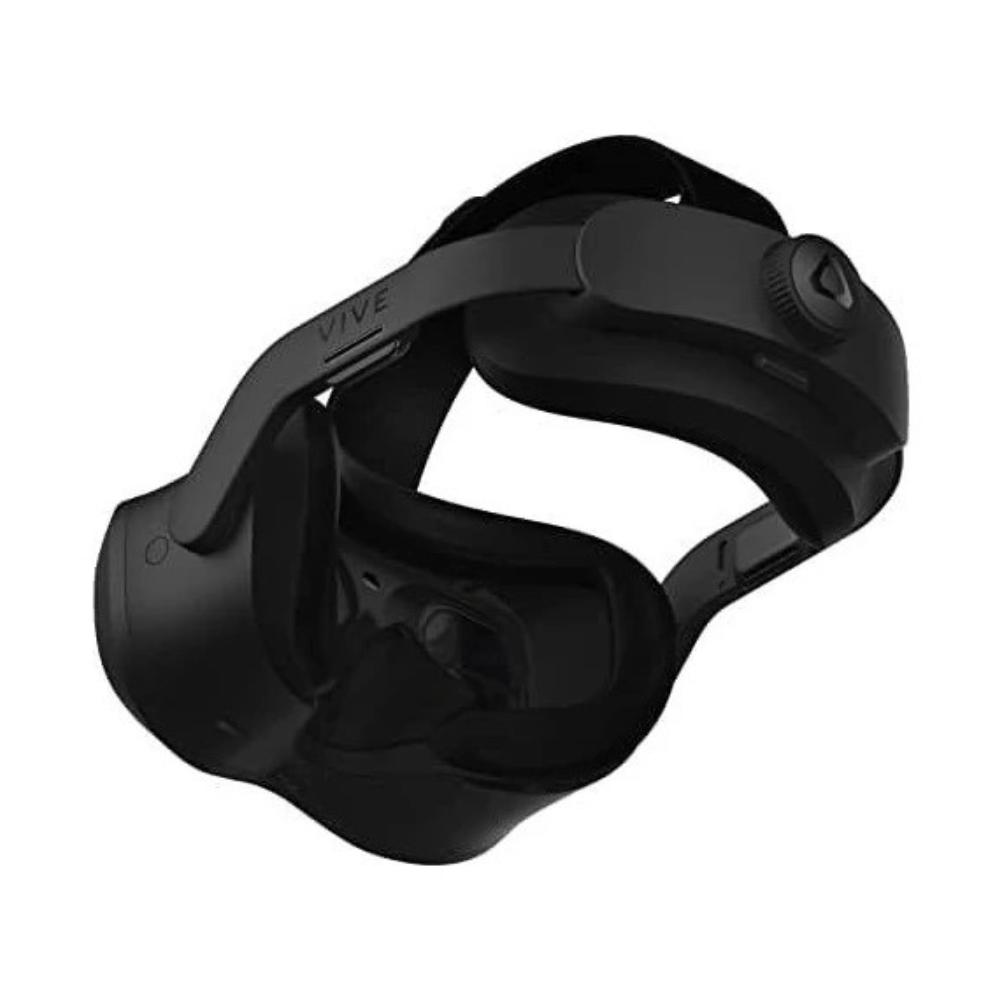 Front/top view of headset showing dual-lens visor and balanced headband design