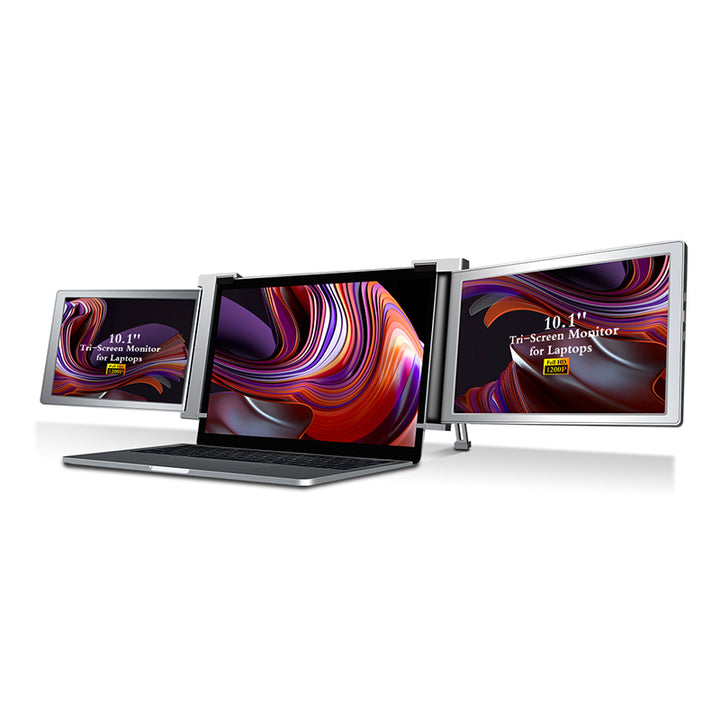 Dual Portable Tri Fold 1080P IPS FHD Screen Monitor Screen Extender For Laptop 10.1" Grey - Open Never Used Trion