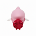 Shark bubble gun shown upright with bubbles around
