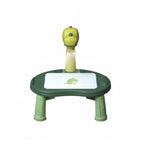 Slight tilt of dino projector table showing projector and board area