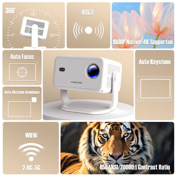 Magcubic L018 650 ANSI Smart Projector 4K/1080p Support, Auto Focus, Portable Android 11 Entertainment gallery 