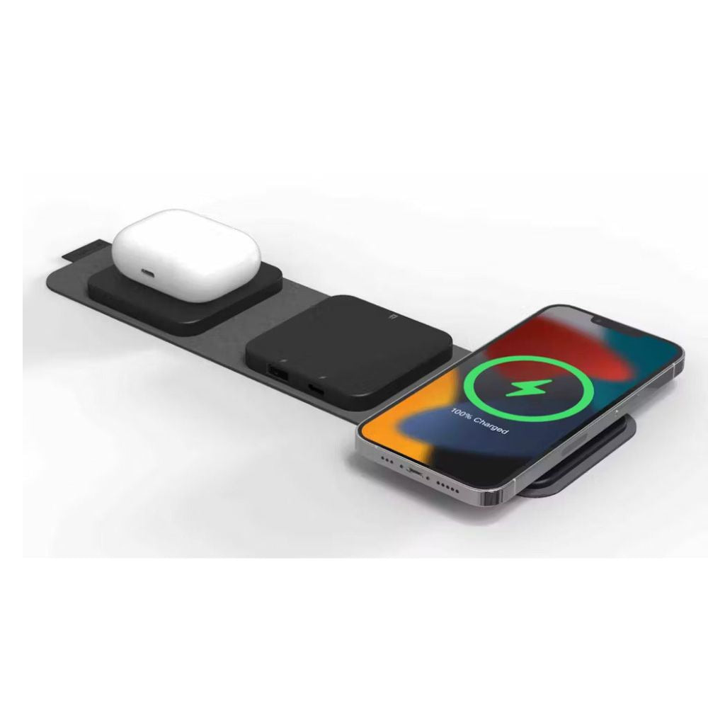 Wireless charging kit with travel adapter visible