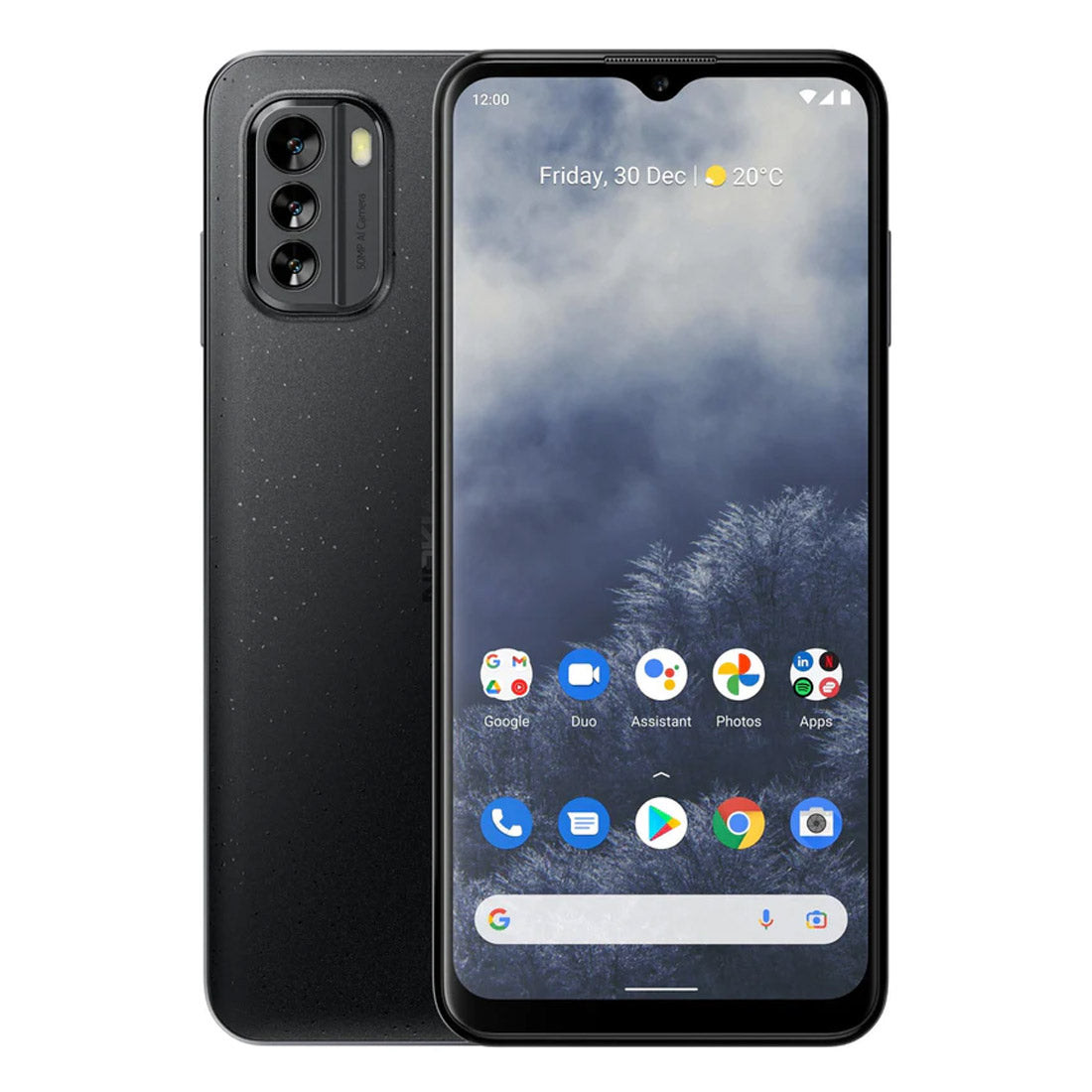 Front view of Nokia G60 5G Black showing full display