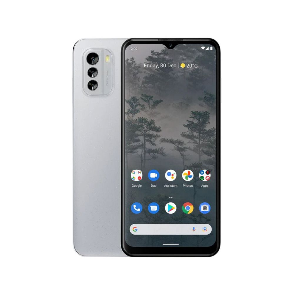 Front view of Nokia G60 5G ice grey showing full display