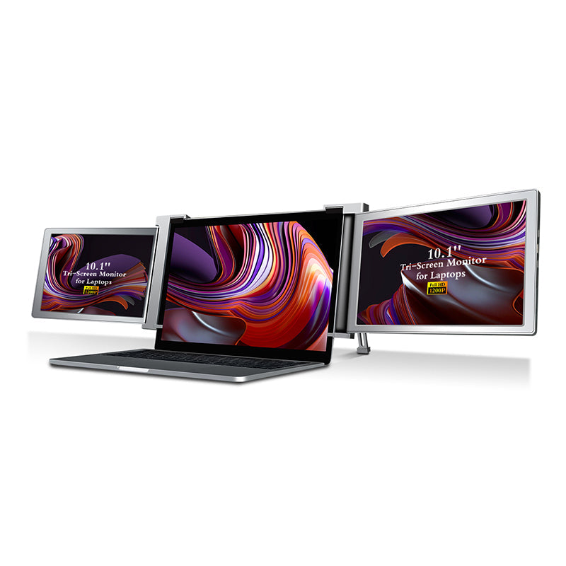 Dual Portable Triple Fold 1080P IPS FHD Monitor Screen Extender For Laptops Trion