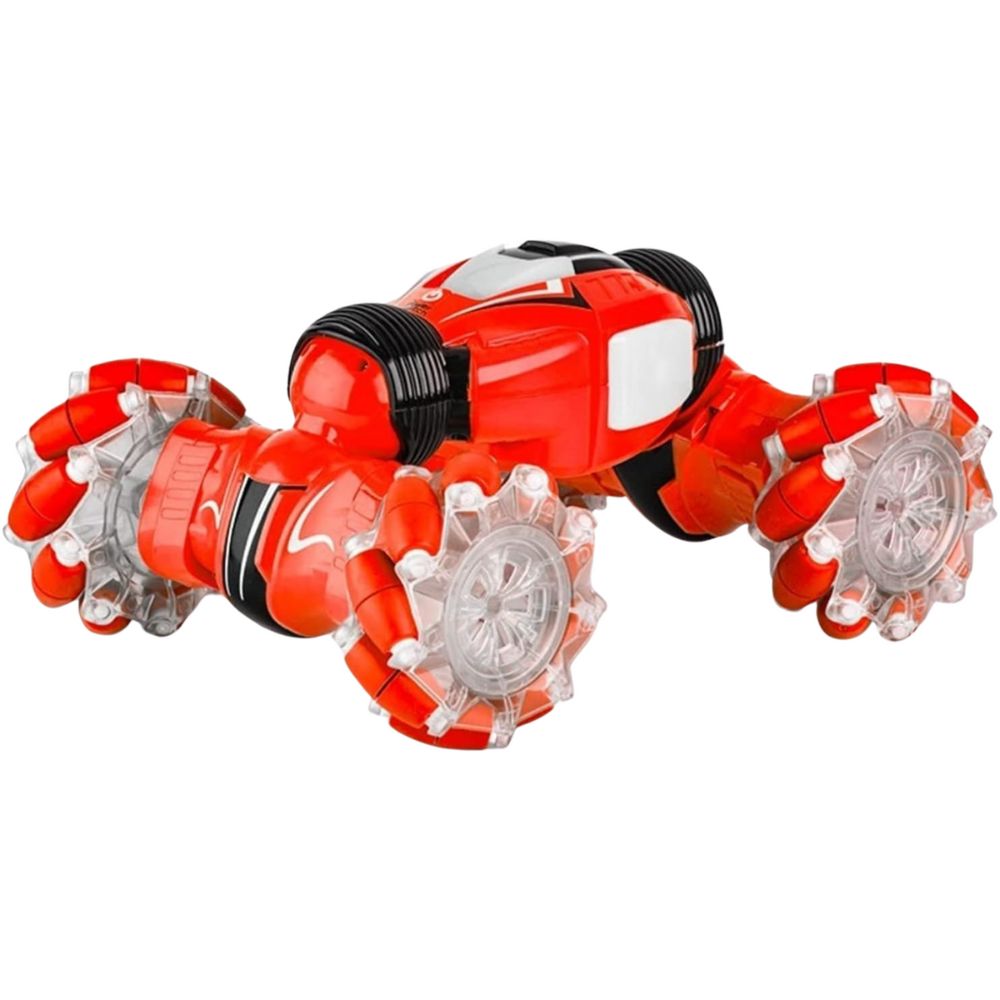 RC car shown side-angle highlighting bold colors and LED lights