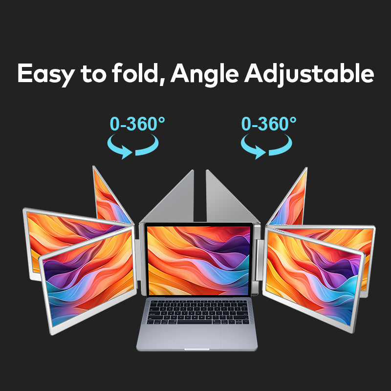 Trion 15.6-inch 360° trifold portable monitor 1080P IPS FHD Laptop Screen Extender - Grey (AU Version)