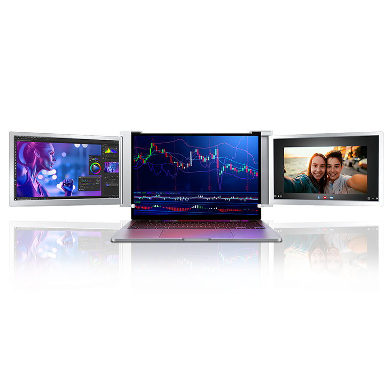 Dual Portable Triple Fold 1080P IPS FHD Monitor Screen Extender For Laptops Trion