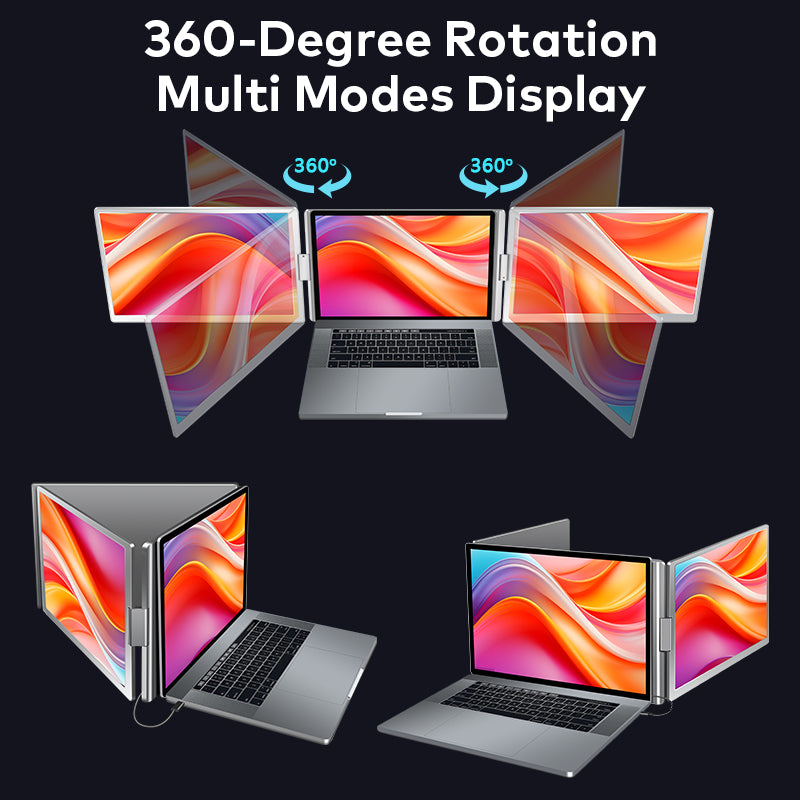 Trion 14-inch 360° trifold portable monitor 1200P IPS FHD Laptop Screen Extender - Grey (AU Version) Trion