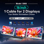 16 inch Trifold Portable Monitor 1080P IPS FHD Laptop Screen Extender For Laptop - Space Grey (AU Version) Trion