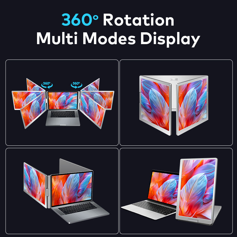 16 inch Trifold Portable Monitor 1080P IPS FHD Laptop Screen Extender For Laptop - Space Grey (AU Version) Trion