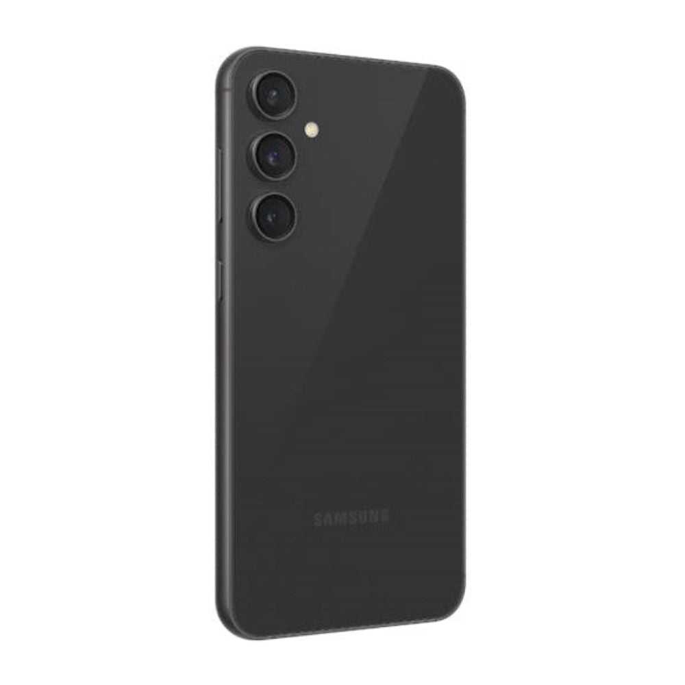 Side-view of S23 FE Graphite showing screen, bezel, and body profile