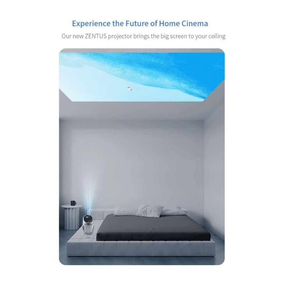 ZENTUS smart projector front view in neutral scene