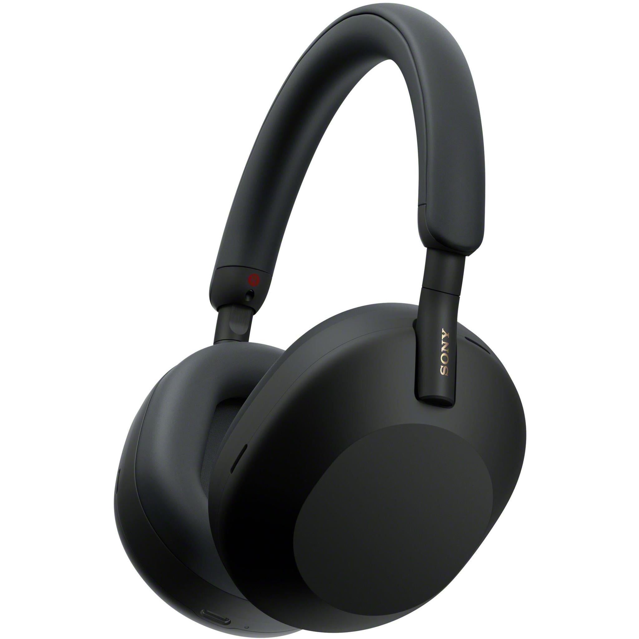 Front view of Sony WH-1000XM5 headphones with padded earcups visible