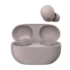 Sony WF-1000XM5 pink earbuds and case, front view