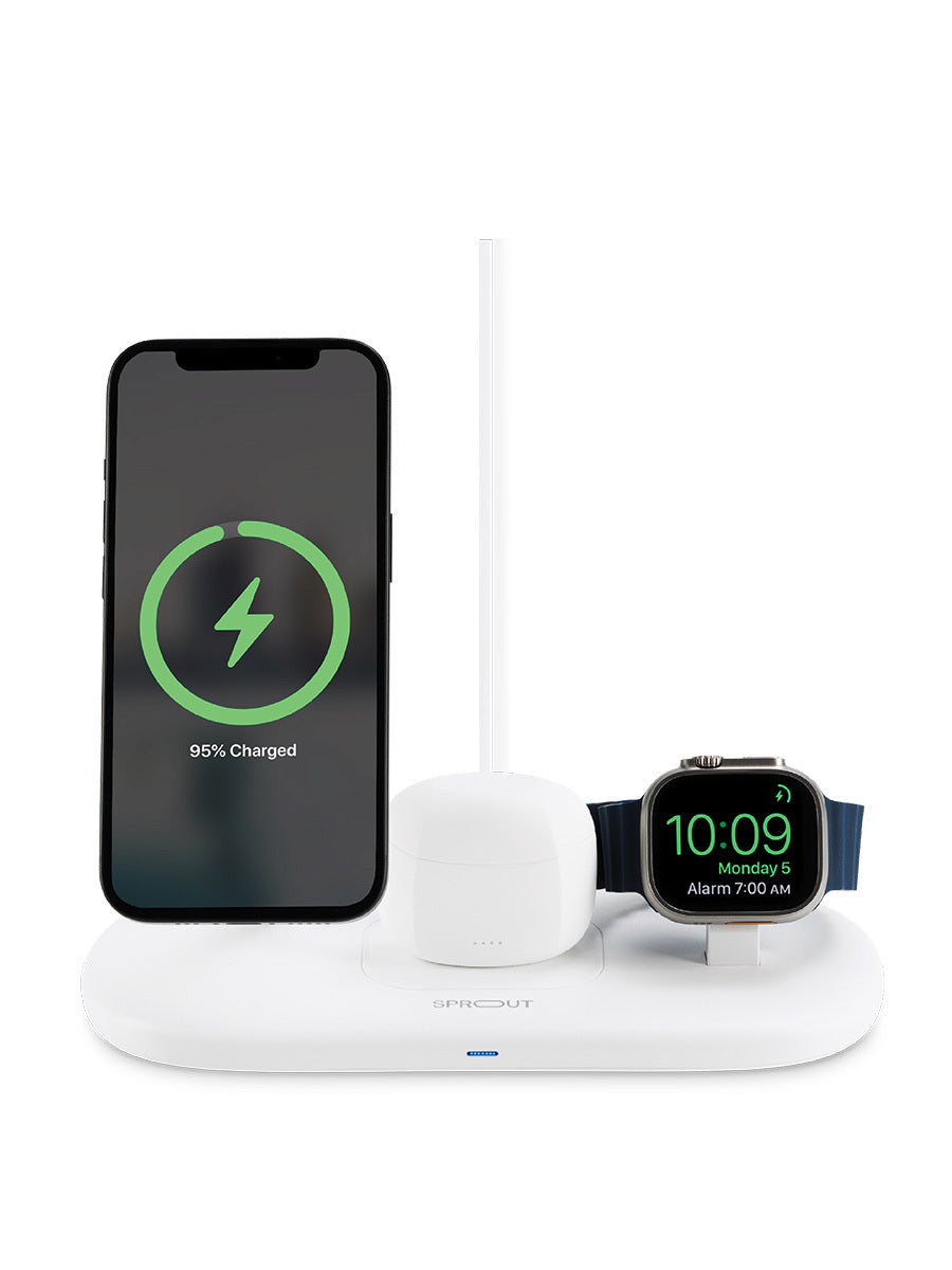 Sprout Qi2 Magnetic 3-in-1 Wireless Charger – Fast Charging Stand for iPhone, Apple Watch & AirPods - (AU Version)