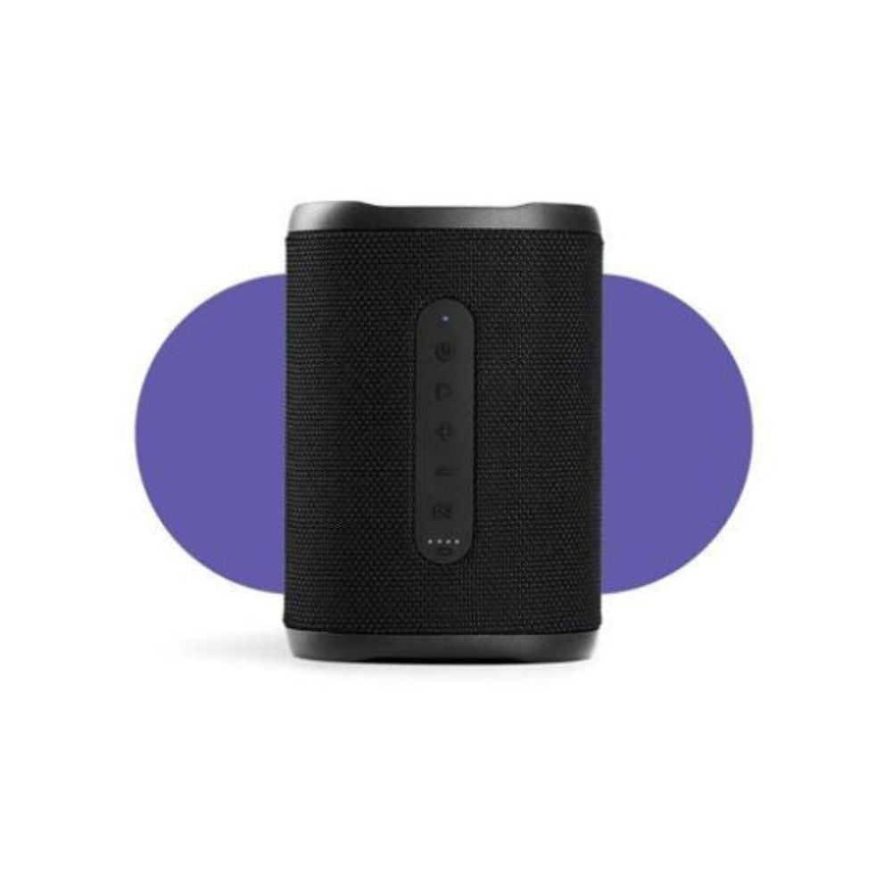 Sprout Soundwave black speaker angled on white background