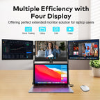 Trion Quad Monitor 15.6" Portable T Shape Laptop Screen Extender, Triple Full HD IPS 1920x1080, USB-C and Thunderbolt Compatible, for Remote Work, Trading, and Multitasking