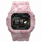 Pink camouflage Tristar I2 smartwatch on clean background