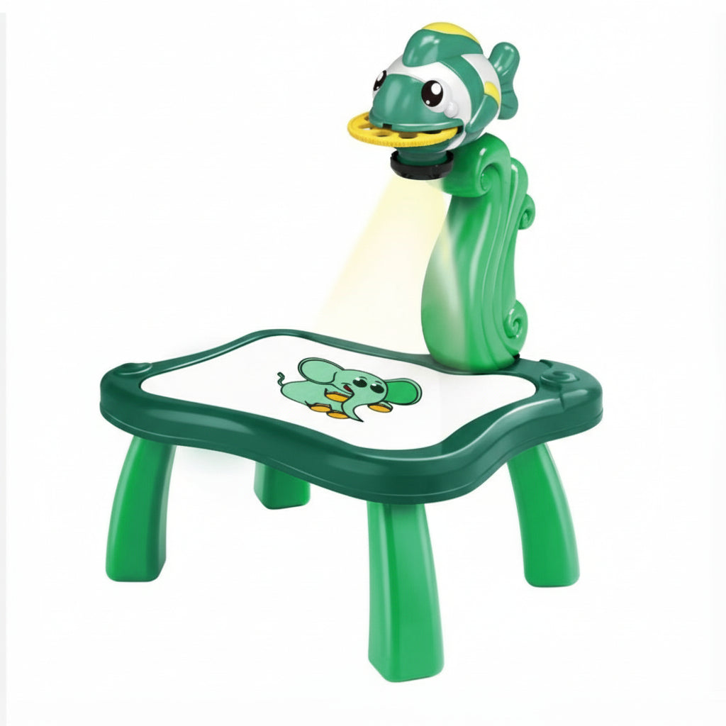 Kids LED Projector Drawing Table Toy - Dolphin Design - Green