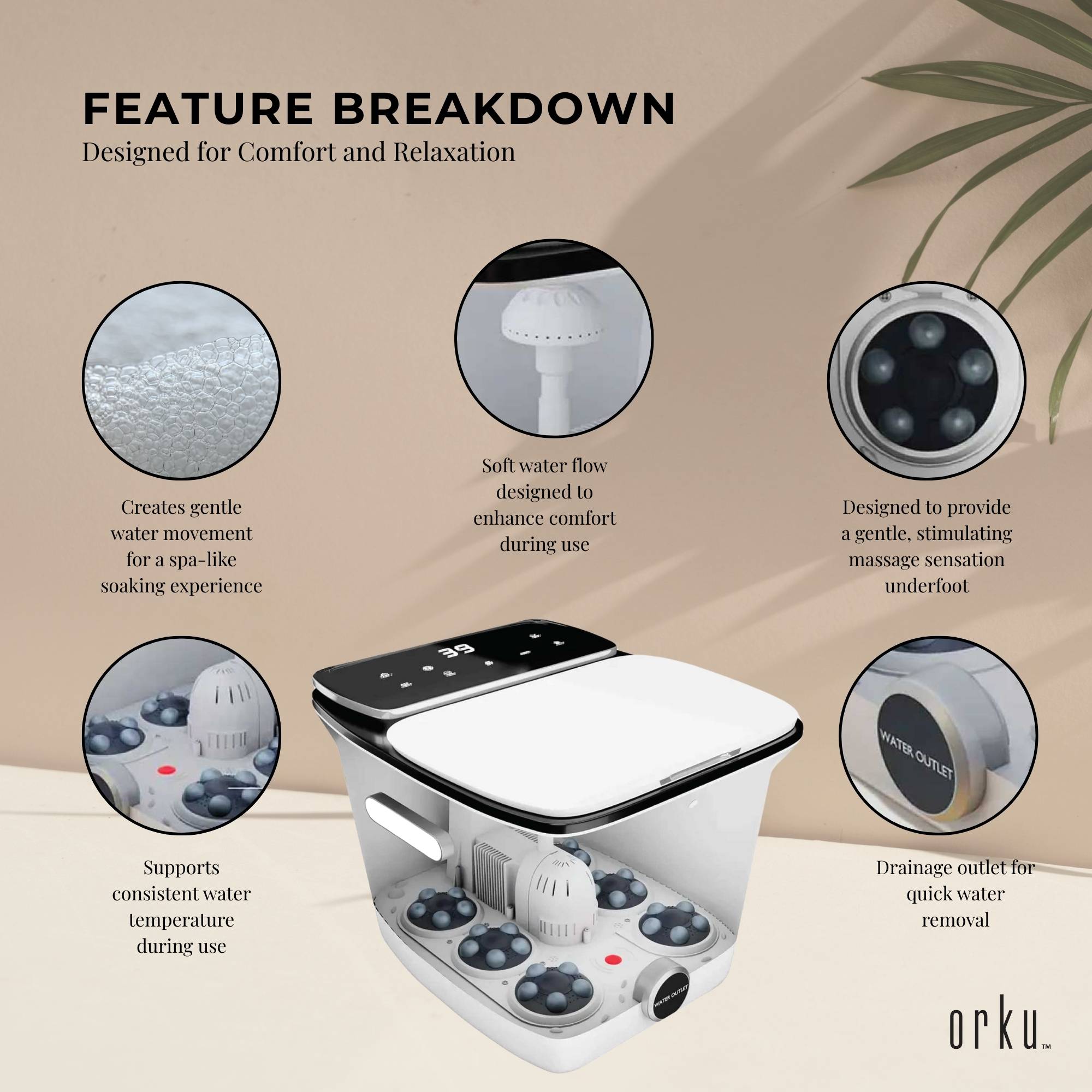 Orku Foot Spa Automatic Water Heating Massager - Electric Pedicure Bath (Copy) Tristar Online