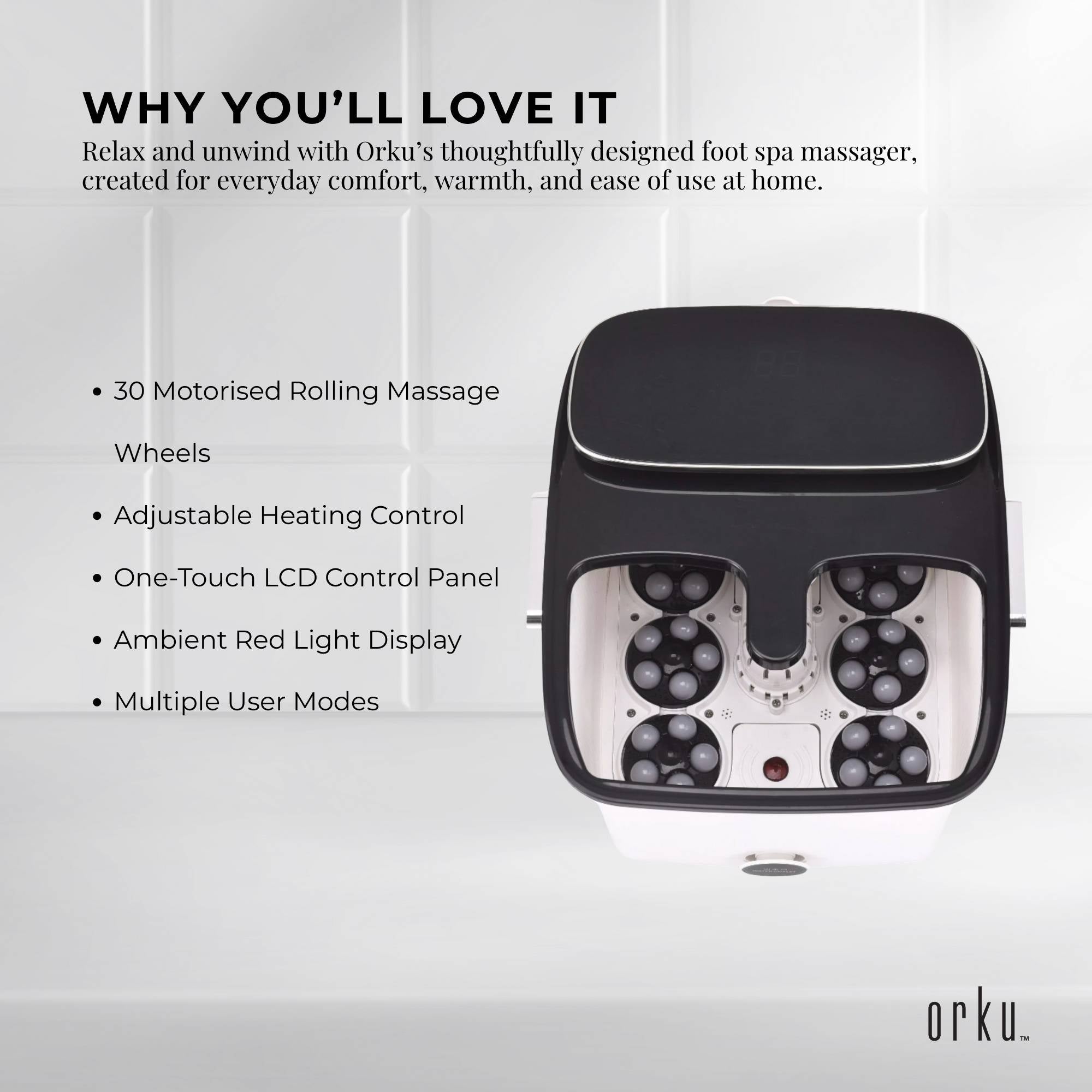 Orku Foot Spa Automatic Water Heating Massager - Electric Pedicure Bath (Copy) Tristar Online
