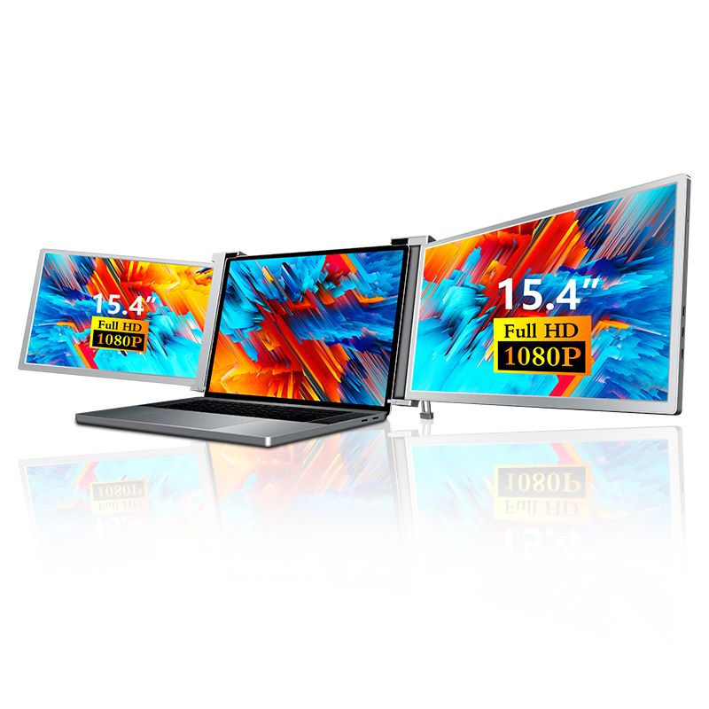 15.4 inch Trifold Portable Monitor 1080P IPS FHD Laptop Screen Extender For Laptop - Space Grey (AU Version)