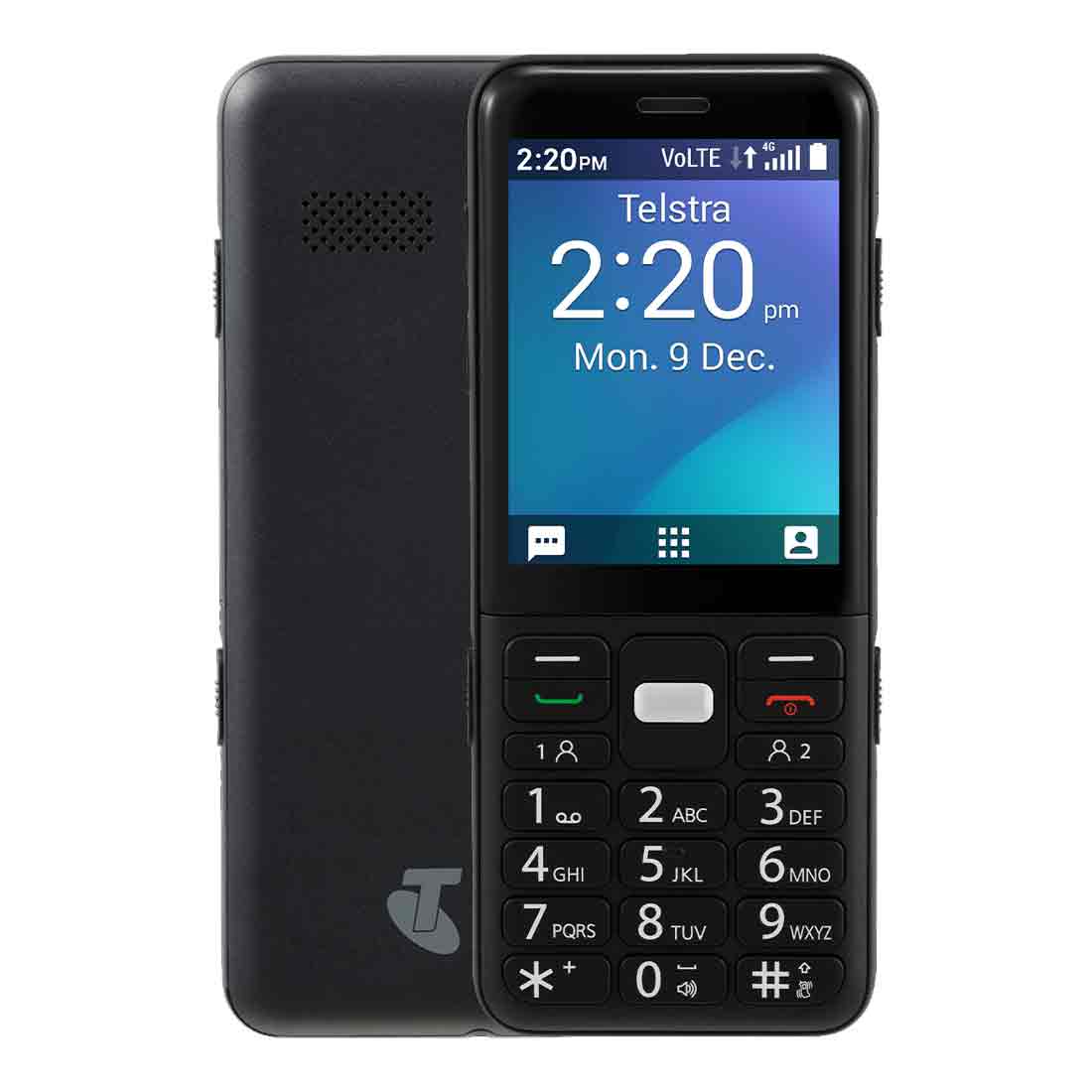 Refurbished ZTE Easycall 5 4GX Black – front view, keypad visible