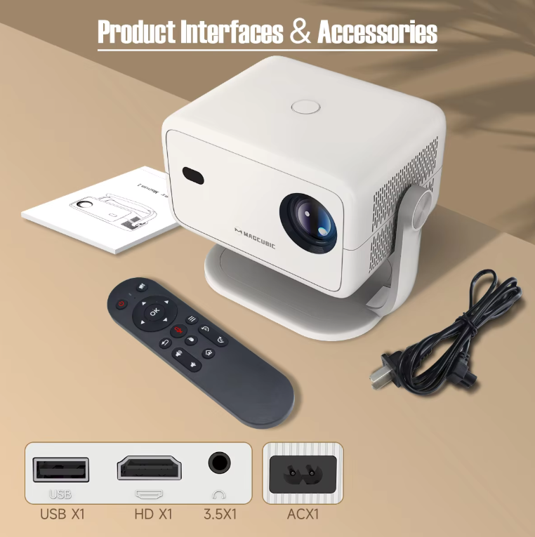 Magcubic 650ANSI Smart L018 Projector – 4K & 1080p, Auto Focus & Keystone Correction, Android 11, Bluetooth 5.2, Portable & Compact Projector Magcubic