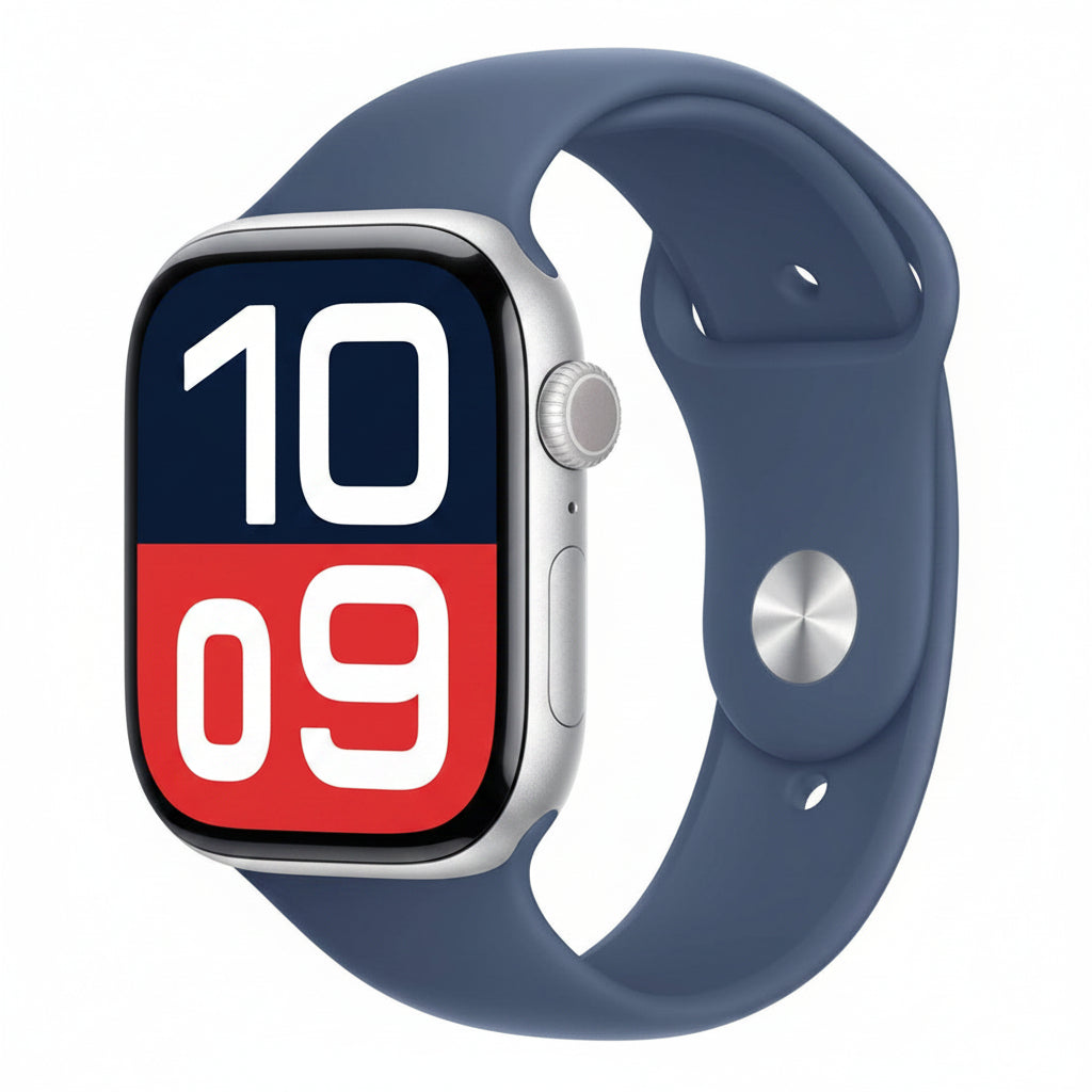 Apple Watch Series 10 46mm Silver Aluminium Case Denim Sport Band (M/L) GPS + Cellular Smartwatch (Copy) Apple