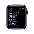 Apple Watch Series 6 44mm Blue Aluminium Case w/ Navy Sport Band (GPS + Cellular) - Blue With 100% Battery - Pristine Refurbished Apple