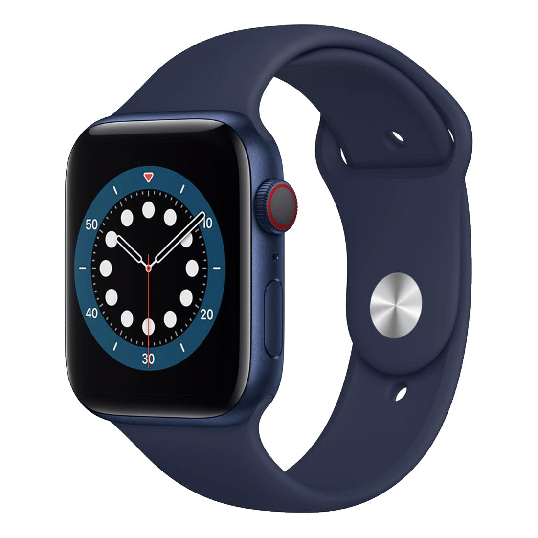 Apple Watch Series 6 44mm Blue Aluminium Case w/ Navy Sport Band (GPS + Cellular) - Blue With 100% Battery - Pristine Refurbished Apple