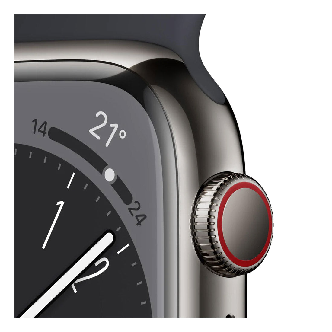 Apple Watch Series 8 45mm Stainless Steel Case w/ Midnight Sport Band GPS - Graphite - Pristine Refurbished - AU Version (Copy) Apple