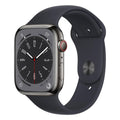 Apple Watch Series 8 45mm Stainless Steel Case w/ Midnight Sport Band GPS - Graphite - Pristine Refurbished - AU Version Apple